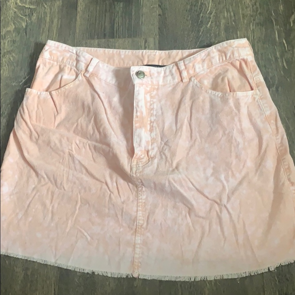 Pink Acid Wash Jean Skirt